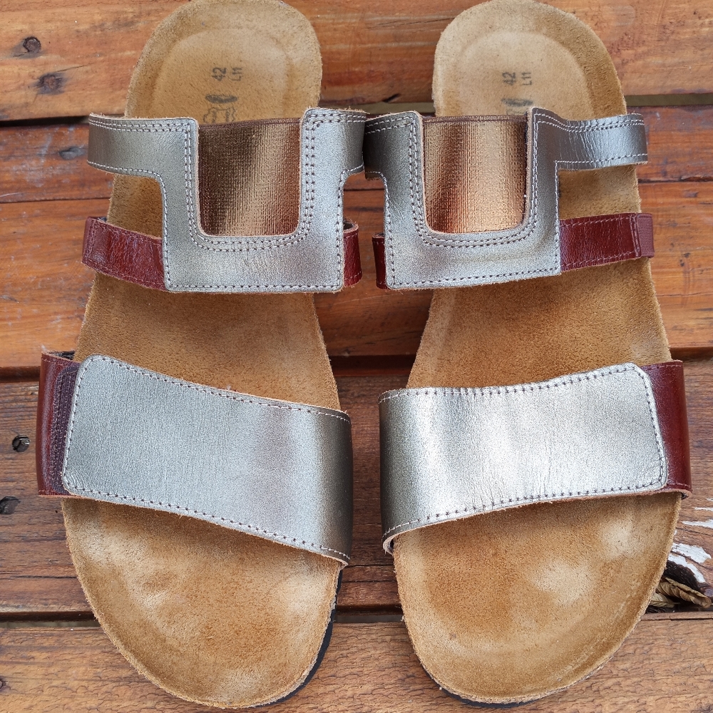 Naot slide Brown Metalic silver